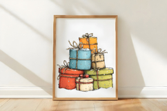 Vintage Christmas Gift Bag Clipart Product Image 3