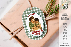 Vintage Christmas Gift Tag Laser Cut. Christmas SVG Product Image 1