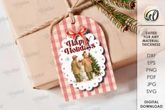 Vintage Christmas Gift Tag Laser Cut. Christmas SVG Product Image 1
