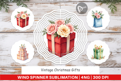 Wind Spinner Vintage Christmas Gifts Watercolor Product Image 1