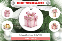 Ornament Vintage Christmas Gifts Watercolor Product Image 1
