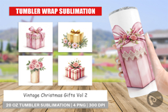 Tumbler Vintage Christmas Gifts Watercolor Product Image 1