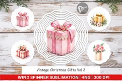 Wind Spinner Vintage Christmas Gifts Watercolor Product Image 1