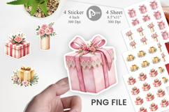 Sticker Vintage Christmas Gifts Watercolor Product Image 1