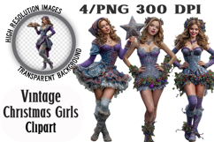 Vintage Christmas Girls PNG Product Image 1