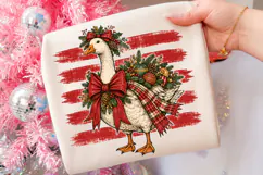 Vintage Christmas Goose Striped Winter PNG, Xmas T Shirt Des Product Image 1