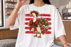 Vintage Christmas Goose Striped Winter PNG, Xmas T Shirt Des Product Image 2