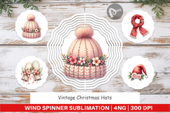 Wind Spinner Vintage Christmas Hats Watercolor Product Image 1
