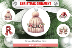 Ornament Vintage Christmas Hats Watercolor Product Image 1