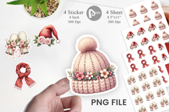 Sticker Vintage Christmas Hats Watercolor Product Image 1
