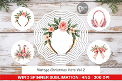 Wind Spinner Vintage Christmas Hats Watercolor Product Image 1