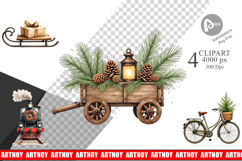 Vintage Christmas Journey Clipart Product Image 1
