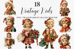 Vintage Christmas Kids Clipart Winter Children PNG Boy Girl Art Image Watercolor Transparent Print illustration sublimation printable digital junk journaling file watercolor vintage Christmas Kids, Cute Winter Children clipart, xmas child, Girl Boy with g