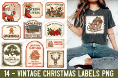 Vintage Christmas Labels PNG Bundle Product Image 1
