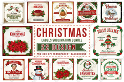 Vintage Christmas Labels Sublimation Bundle, Labels Design Product Image 1