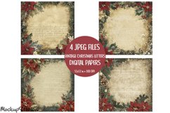 Christmas Vintage Scrapbook Background Printable Papers JPG Product Image 1