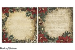 Christmas Vintage Scrapbook Background Printable Papers JPG Product Image 2