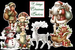 26 Vintage Christmas Stickers Fussy Cuts PNGs Product Image 1