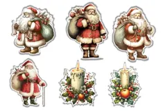 26 Vintage Christmas Stickers Fussy Cuts PNGs Product Image 2