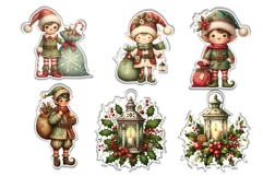 26 Vintage Christmas Stickers Fussy Cuts PNGs Product Image 3