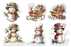 26 Vintage Christmas Stickers Fussy Cuts PNGs Product Image 4