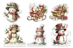 26 Vintage Christmas Stickers Fussy Cuts PNGs Product Image 4