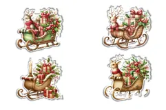 26 Vintage Christmas Stickers Fussy Cuts PNGs Product Image 6