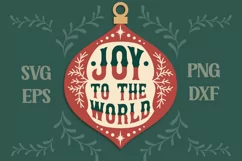 Vintage Christmas Ornament Joy to the World SVG