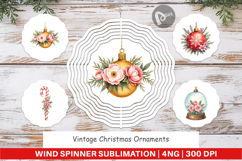 Wind Spinner Vintage Christmas Ornaments Watercolor Product Image 1