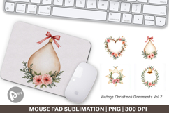 Mouse Pad Vintage Christmas Ornaments Watercolor Product Image 1