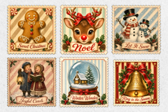 Vintage Christmas Postage Stamp PNG Product Image 2