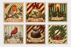 Vintage Christmas Postage Stamp PNG Product Image 3
