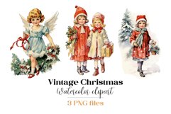 Christmas Sublimation Design PNG - Vintage Kids clipart Product Image 1