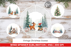 Wind Spinner Vintage Christmas Scenes Watercolor Product Image 1