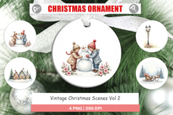 Ornament Vintage Christmas Scenes Watercolor Product Image 1