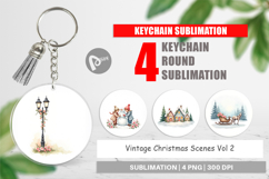Keychain Vintage Christmas Scenes Watercolor Product Image 1