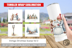 Tumbler Vintage Christmas Scenes Watercolor Product Image 1