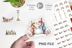 Sticker Vintage Christmas Scenes Watercolor Product Image 1