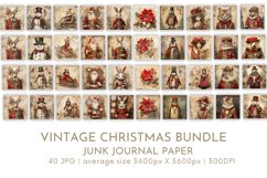 Vintage Christmas Junk Journal Digital Paper JPG 12&quot;x12&quot; Product Image 1