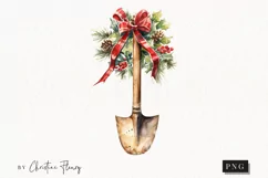 Vintage Festive Shovel Clipart | Christmas Clipart Product Image 1