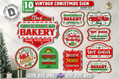 Vintage Christmas Signs Laser Cut Bundle, Retro Door Hangers Product Image 1