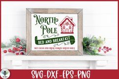 North Pole Bed and Breakfast SVG being shown as a vintage style Christmas sign