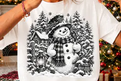 Vintage Christmas Snowman Black & White Winter Wonderland Product Image 3
