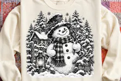 Vintage Christmas Snowman Black & White Winter Wonderland Product Image 4