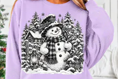 Vintage Christmas Snowman Black & White Winter Wonderland Product Image 5