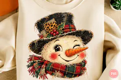 Vintage Christmas Snowman PNG, Rustic Plaid and Leopard PNG Product Image 1