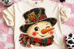 Vintage Christmas Snowman PNG, Rustic Plaid and Leopard PNG Product Image 2