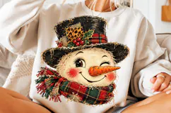 Vintage Christmas Snowman PNG, Rustic Plaid and Leopard PNG Product Image 3