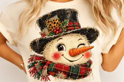 Vintage Christmas Snowman PNG, Rustic Plaid and Leopard PNG Product Image 4