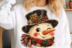 Vintage Christmas Snowman PNG, Rustic Plaid and Leopard PNG Product Image 5